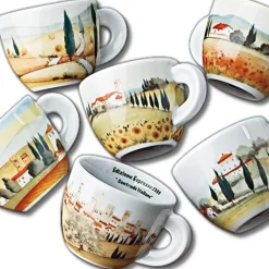 ANCAP Cappuccino kopjes Contrade italiane set van 6