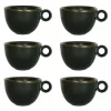 Cappuccinokopje - 200ml - Mosterdman - 6 kopjes Mat zwart Gloomy