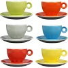 Cappuccinokopjes - 200ml - Mosterdman - 6 kopjes met schotel regenboog