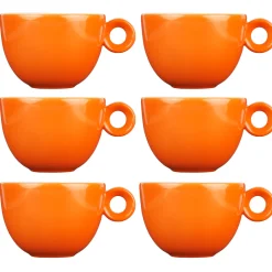 Cappuccinokopjes - 200ml - Mosterdman - 6 oranje kopjes