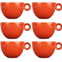 Cappuccinokopjes - 200ml - Mosterdman - 6 rode kopjes