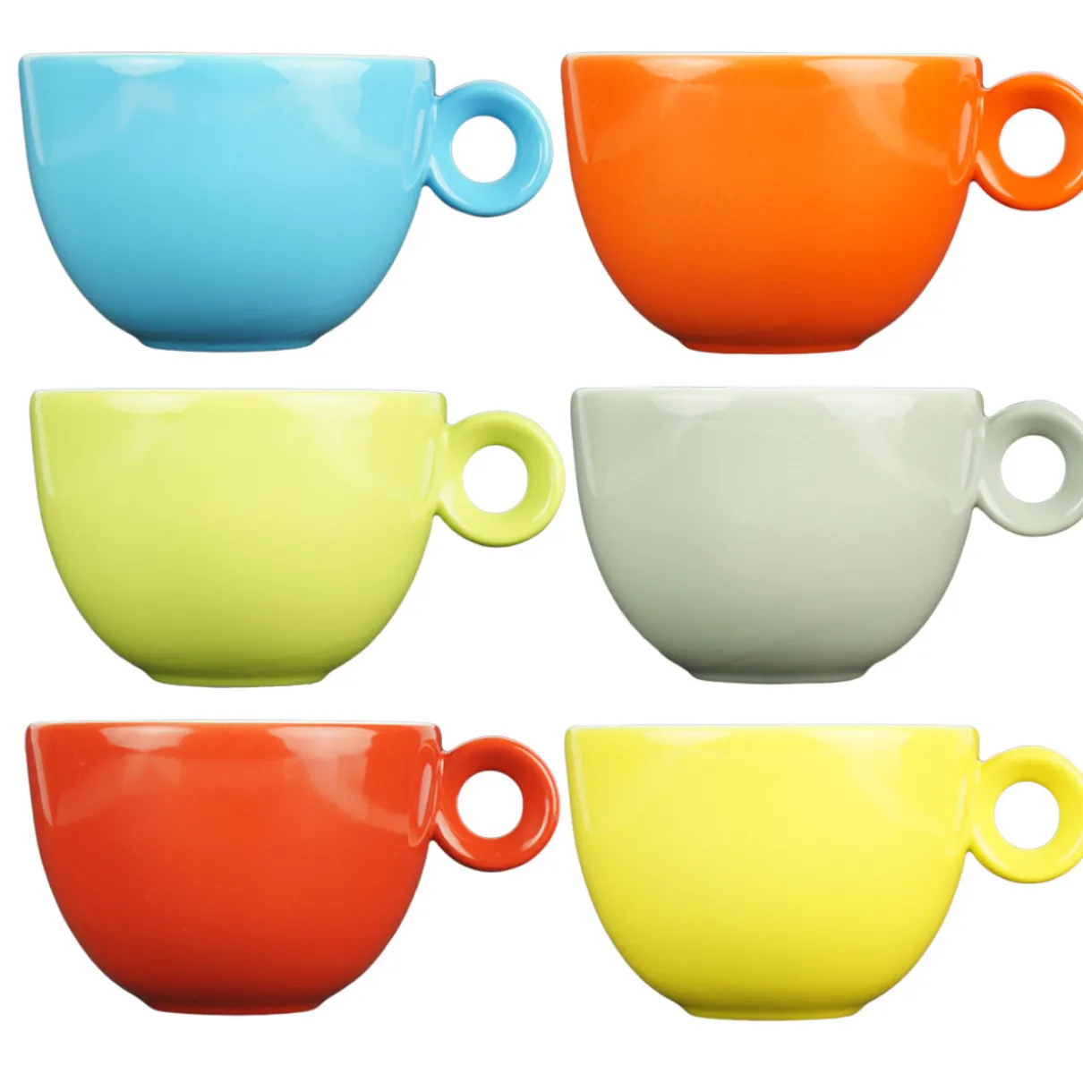 Cappuccinokopjes - 200ml - Mosterdman - 6 kopjes regenboog