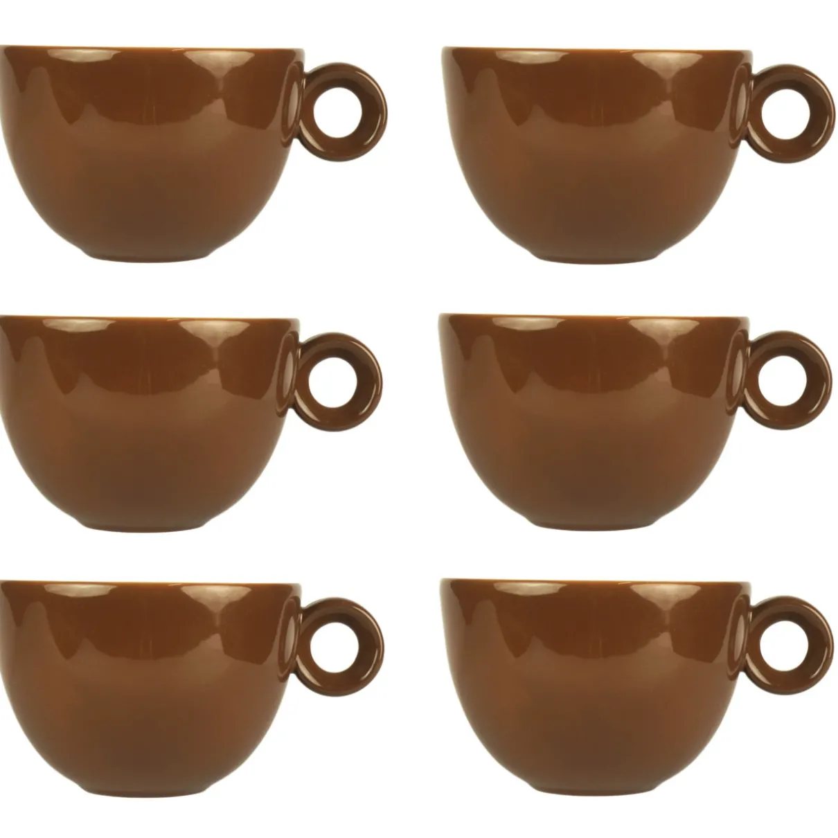 Cappuccinokopjes - 200ml - Mosterdman - 6 bruine kopjes