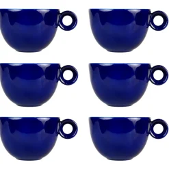 Cappuccinokopjes - 200ml - Mosterdman - 6 Donker blauwe kopjes