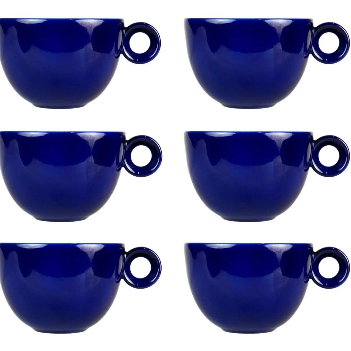 Cappuccinokopjes - 200ml - Mosterdman - 6 Donker blauwe kopjes