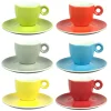 Espressokopjes - 80ml - Mosterdman - 6 kopjes met schotel regenboog
