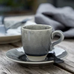 6 Espressokoppen en schotel - Costa Nova Madeira - Grijs - 80ml