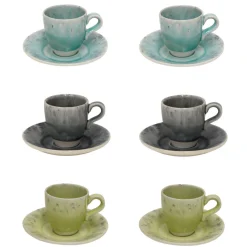 6 Espressokoppen met schotel - Costa Nova Madeira - assorti - 80ml