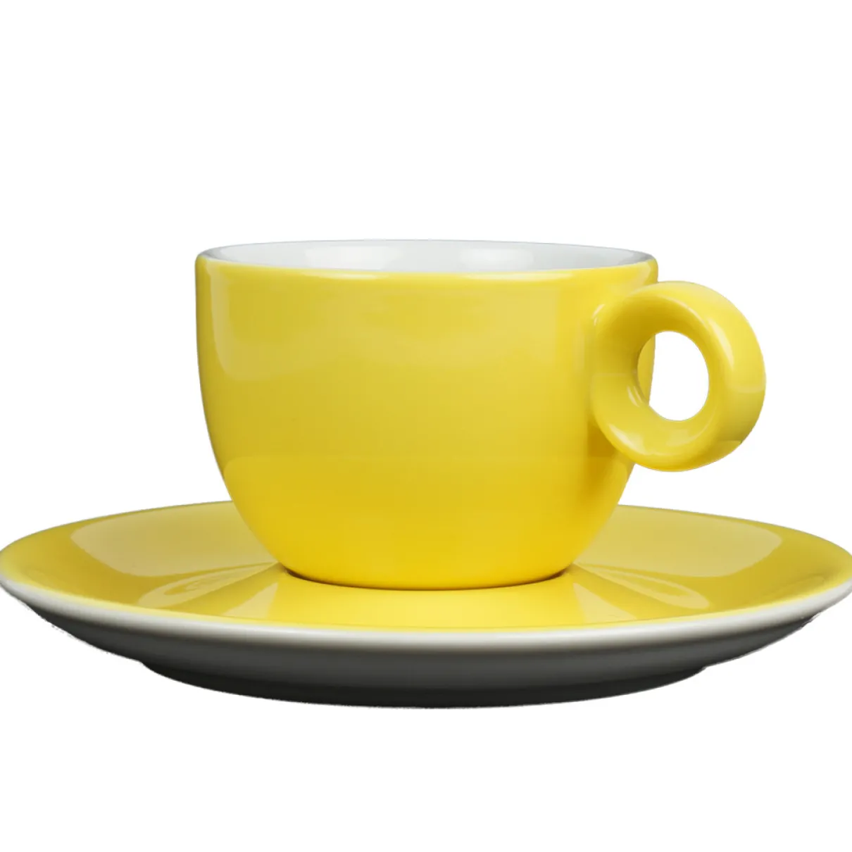 Koffiekopjes - 150ml - Mosterdman - 6 kopjes met schotel regenboog
