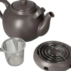 Theepot 2,5 liter met theewarmer - donker grijs