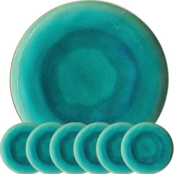 6 x Costa Nova Riviera - Dinerbord Azur - aardewerk - 27 cm - set van 6